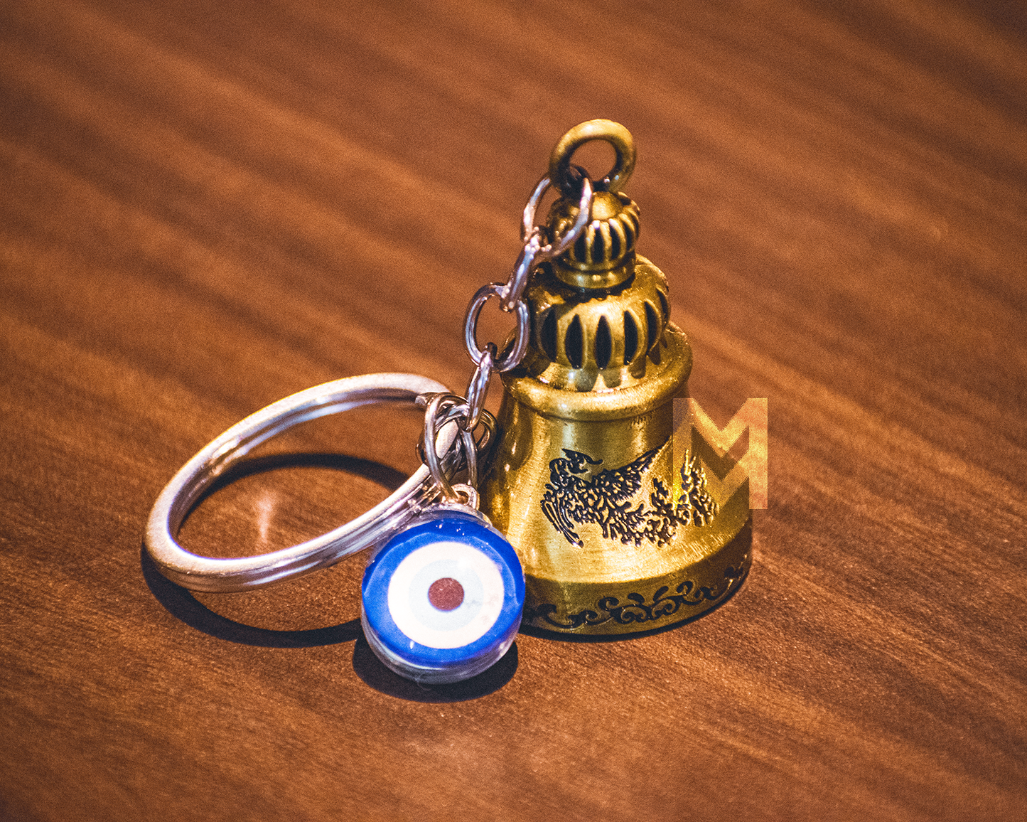 MM Bell Keychain with Evil Eye Charm