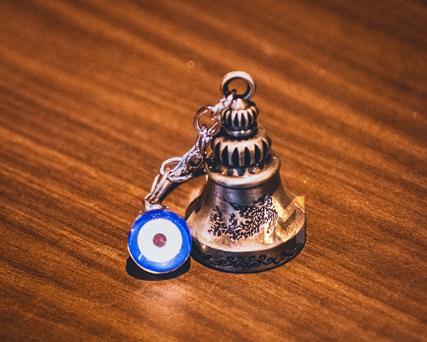 MM Bell Keychain with Evil Eye Charm