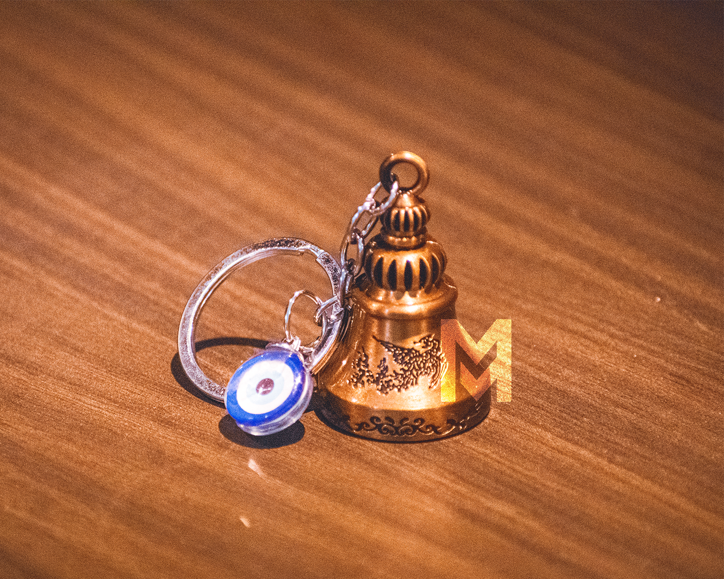 MM Bell Keychain with Evil Eye Charm
