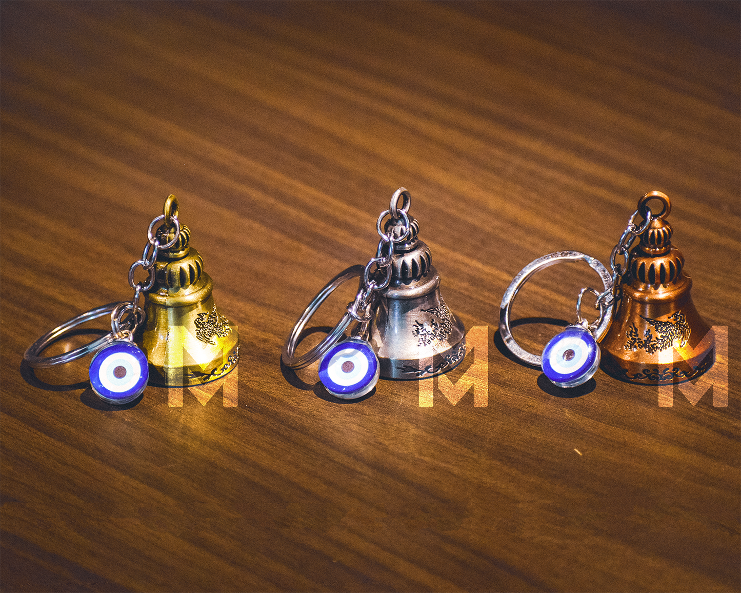 MM Bell Keychain with Evil Eye Charm