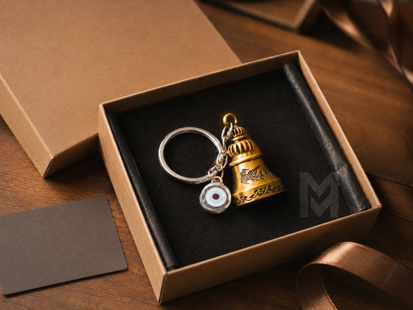 MM Bell Keychain with Evil Eye Charm