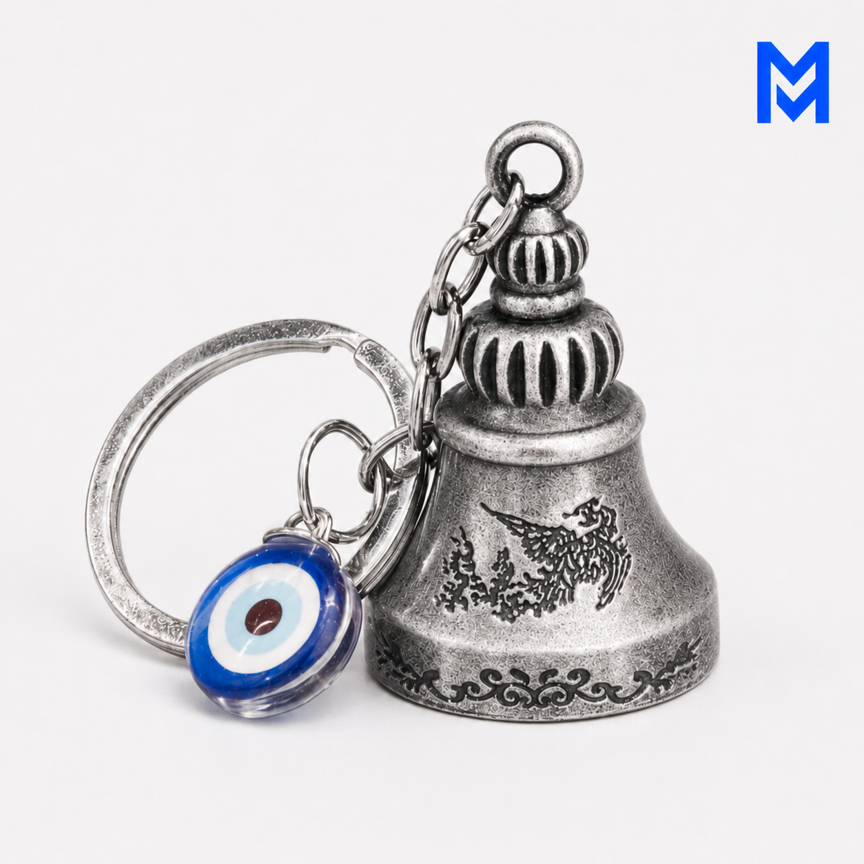 MM Guardian Bell Keychain with Evil Eye Charm