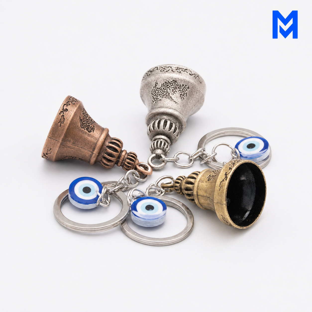MM Guardian Bell Keychain with Evil Eye Charm